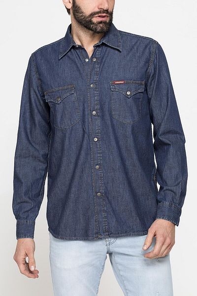 Carrera Jeans CĂMAȘĂ WESTERN MODEL DIN DENIM UȘOR DE 7 OZ.
