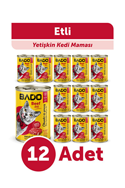 Bado Yetişkin Yaş Kedi Maması Etli Biftekli 400Gr 12'li