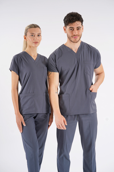 Lion Üniforma زي ممرضة دكتور جرايز موديل ليكرا مدخن للجنسين بأكمام خفاش طقم م...