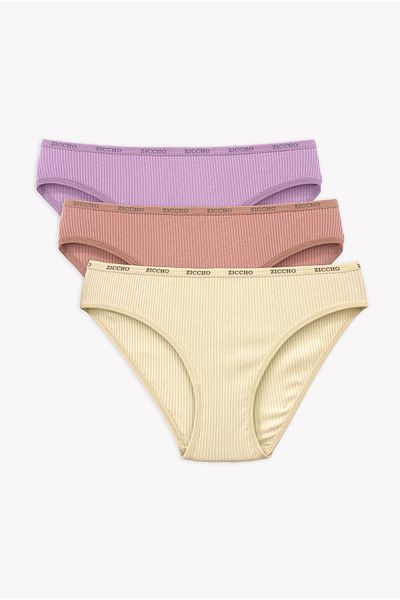 ZICCHO 3-Piece Box Corded Cotton Fabric Panties Set