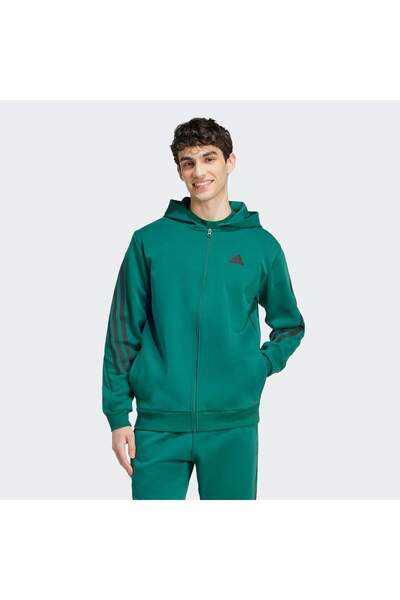 adidas Ανδρικό Φούτερ με Κουκούλα και Πλήρες Φερμουάρ Future Icons 3-Ρίγες S