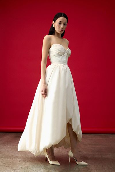 cercis Princess Cut Balloon Skirt Strapless Evening Dress