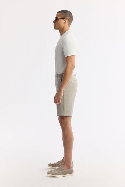 Avva Men's Beige Elastic Side Seersucker Chino Shorts A51Y3730