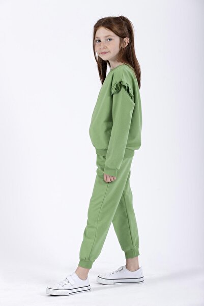 zepkids Πράσινη μακρυμάνικη φόρμα για κορίτσια με λαιμόκοψη