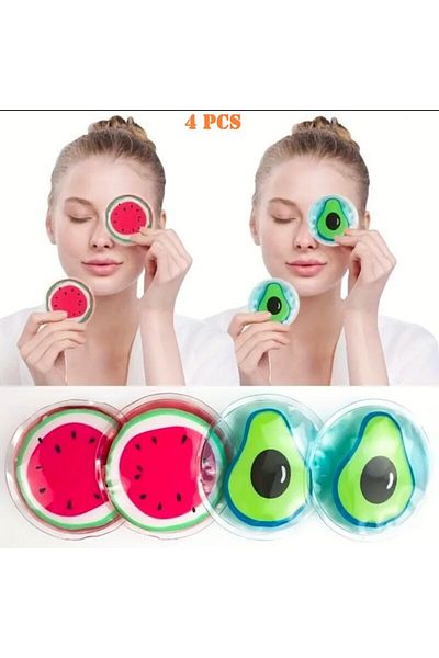 SİNKA Eye Mask Gel Building Hot Cold Therapy Mask Watermelon and Avocado Model 4 Pcs