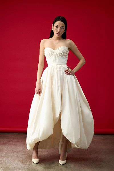 cercis Princess Cut Balloon Skirt Strapless Evening Dress