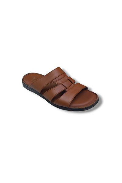 Growish Gr0289 Inside and Outside Genuine Leather Anti-Slip Rubber Sole Men's Comfort Comfortable Slippers