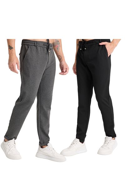 KAPHONE Men's Trousers - Jogger Style with Elastic Waist and Folded Legs
