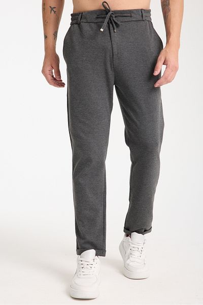 KAPHONE Men's Trousers - Elastic Waist, Lycra Leg, Folded Jogger Style, Zippered Buttons