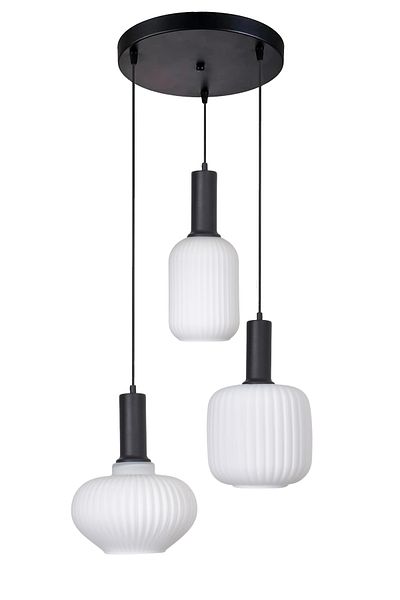 Modavize Taksim Modern Design Cafe - Kitchen - Living Room - Living Room Colorful Glass 3-Piece Chandelier