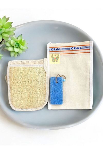 Kelebek 3 Piece Pouch Hard-pumpkin Fiber and Heel File Set