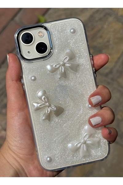 Caseji iPhone 13 / 14 Uyumlu Kurdale Boncuk Epoksi Kamera Çerçevesi Metalize Hassas Tuşlu Kılıf