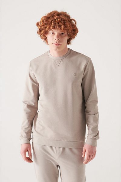 Avva Men's Gray Crew Neck Cotton 2 Thread Non-Rated Sweatshirt E 001200