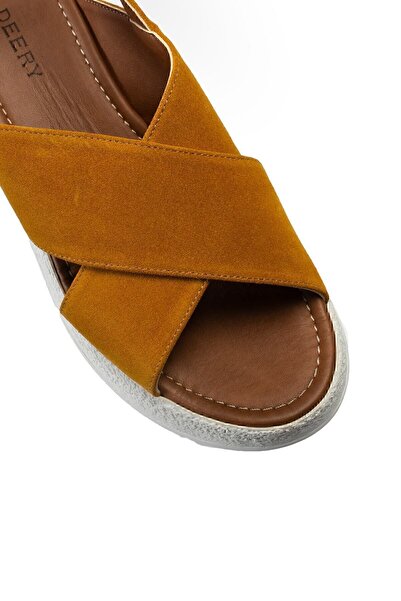 Deery Hakiki Süet Sarı Kadın Sandalet