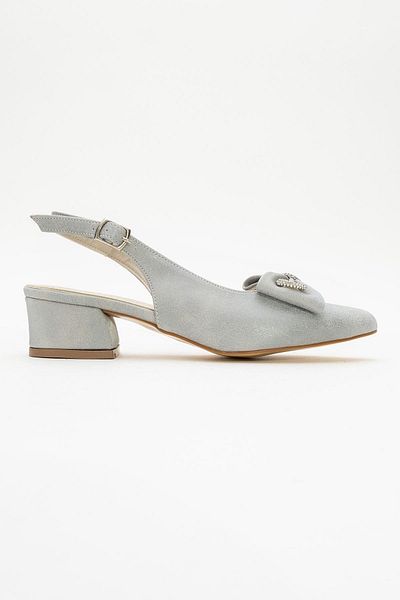 CCWAY AYAKKABI Pantofi cu toc pentru femei Stoned Bowtie Light SILVER RİNGO