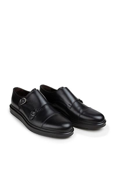 Deery Ανδρικά παπούτσια casual από γνήσιο δέρμα μαύρα με διπλή πόρπη