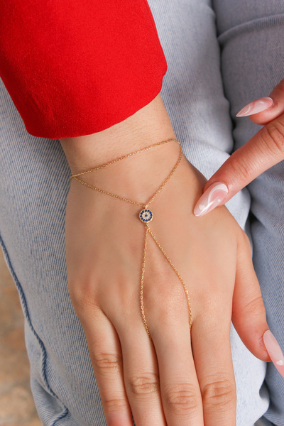 LİNOVE JEWELLERY Gümüş Nazarlı Şahmeran, 925 Ayar Gümüş Üzeri 14K Altın Kapla...