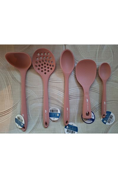 EMPA A V M Ivory Fireproof Non-Stick 5' Self-Standing Rice Spoon Colander Spoon Set
