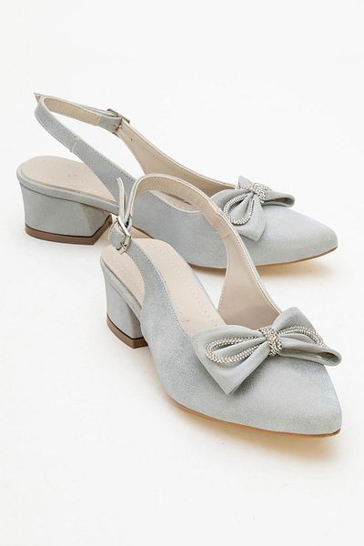 CCWAY AYAKKABI Pantofi cu toc pentru femei Stoned Bowtie Light SILVER RİNGO