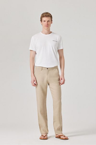 muzzo jeans Regular Fit Beige 100% Linen Trousers