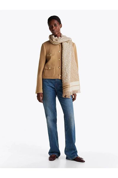 Tommy Hilfiger Women's Monoplay Jacquard Scarf (Gelastopat) Cream