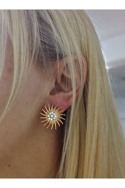 mos&more Gold Middle Stone Sun Stylish Women's Earrings