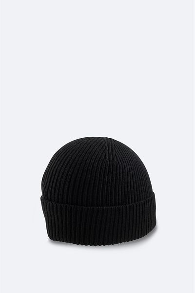 Avva Men's Black Wool Logo Ribbed Beret B 009200