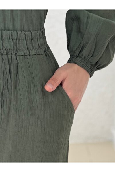 MİHRA STORE Alkım Strawberry Hooded Pocket Cap Σετ-NA3387 Χακί