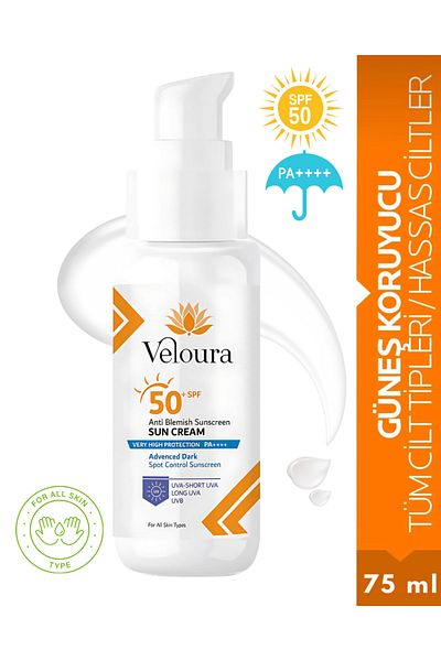 veloura kozmetik Anti Blemish Sunscreen Spf 50 |   Anti-Blemish, Uva/Uvb Protection, 75ml Veloura for Face