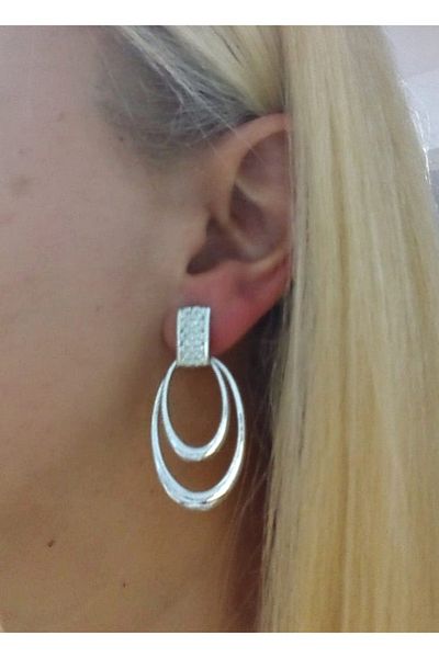 mos&more Gold Double Ring Stylish Lightweight Women's Earrings