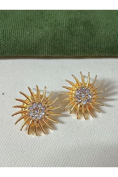 mos&more Gold Middle Stone Sun Stylish Women's Earrings