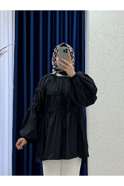 MİHRA STORE Cămașă Florală Nubuna Strips-MF1793 Negru