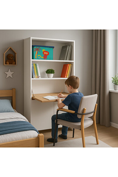arionkids Kitaplıklı Ve Açılabilir Çalışma Masası Çok Amaçlı Ünite – %100 Mdf | Yerli Üretim
