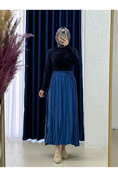 MİHRA STORE Fusta din țesătură încrețită Nalan - BY5001 Indigo