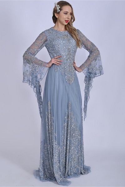 GATSBYLADY LONDON Wonderland Maxi Gown in Ice Blue