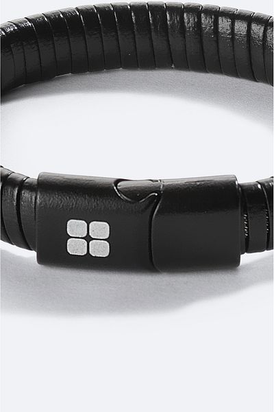Avva Men's Black Hematite Leather Bracelet A41Y9616