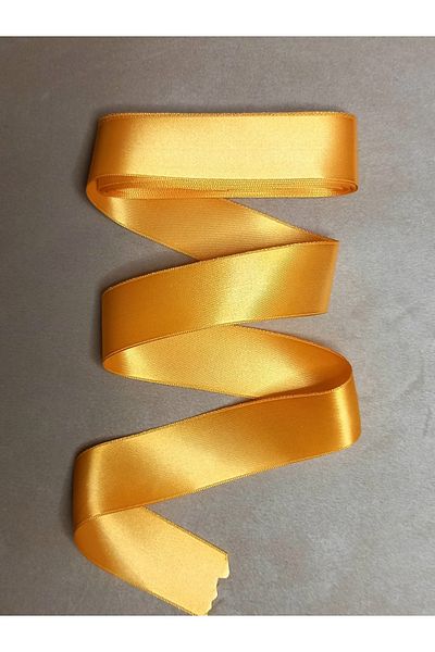 yörük tuhafiye 4 cm Gold Yellow Satin Ribbon 10 Meters One Ball, Satin, Seten, Ribbon, Kurdale Rose Bouquet Ribbon