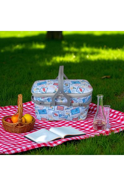Next Craft Geanta pentru picnic pe plaja Geanta termo izolata termoizolata Camping Picnic in aer liber 24x24x42 Cm