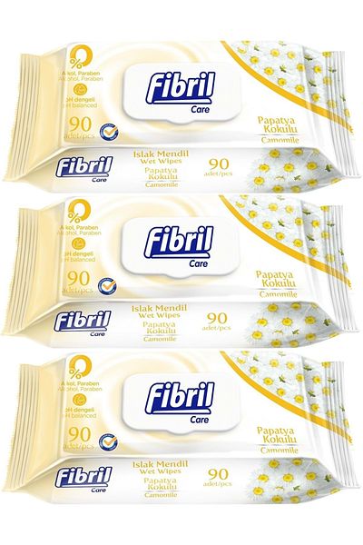 Fibril Wet Towel Wipes 90 Sheets Daisy Plastic Cover (Set of 3) 270 Sheets