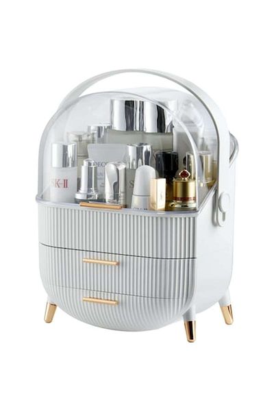 Bogadini White PVC Cosmetic Organizer With Multiple Compartments