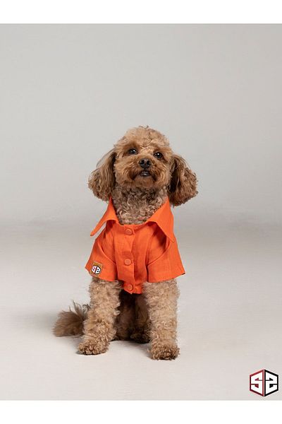 salya store Summer Linen Dog Shirt, Orange