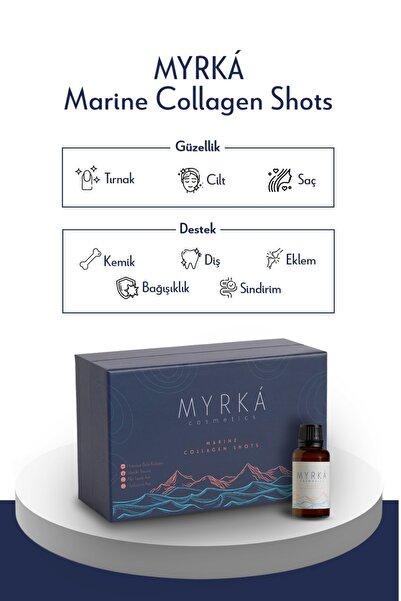 MYRKÁ Cosmetics Marine Collagen shots 15'li Norveç kaynaklı %100 tip 1 balık kolajeni