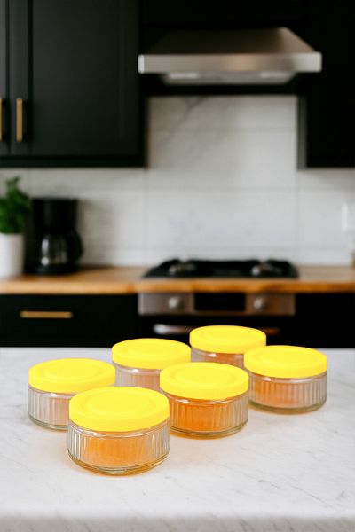 ZURİ DESİGN 6-Piece Airtight Glass Breakfast Set - 140 Cc |   Yellow Lid, Leakproof Storage Container
