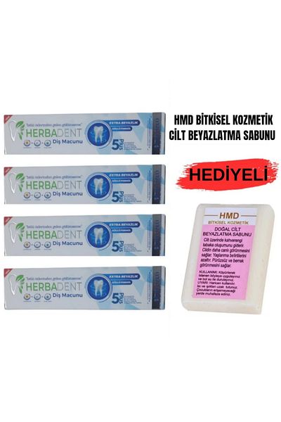 Herbadent X 4 Toothpaste - Fluoride Free, Plant Extract Whitening Soap with Gift
