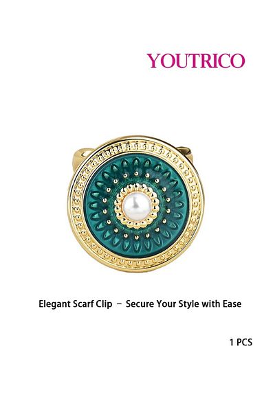 Youtrico British Round Tile Silk Scarf Buckle - Classic Elegant Accessory for Women