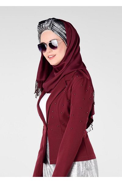 TRENDTESETTÜR Jachetă de damă cu mărgele burgundyПодробный Blazer 4978