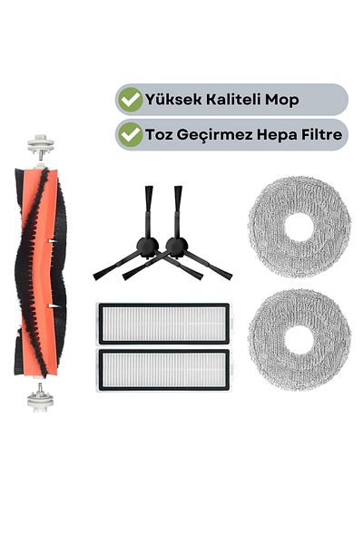 robotyedek Xiaomi X20 Max X20 Pro (Not Plus!) Compatible Spare Brush Hepa Filter Mop Set-7 Pieces