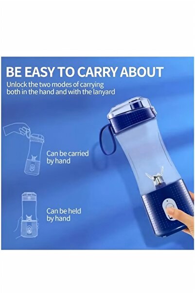 Generic Multi-Design USB Rechargeable Electric Juice Blender 380.0 ml Blender-07 Dark Blue