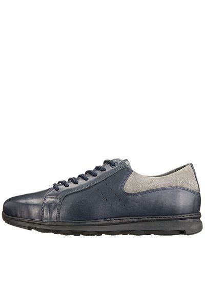İriadam Gg8013 Dark Navy Blue Calf Leather Rubber Sole Comfortable Wide Fit Large Size 4 Seasons Men's Shoes