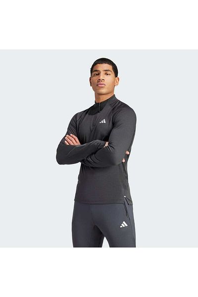 adidas Мъжки суитшърт с яка стойка, черен, с 1/4 цип Gym Bl